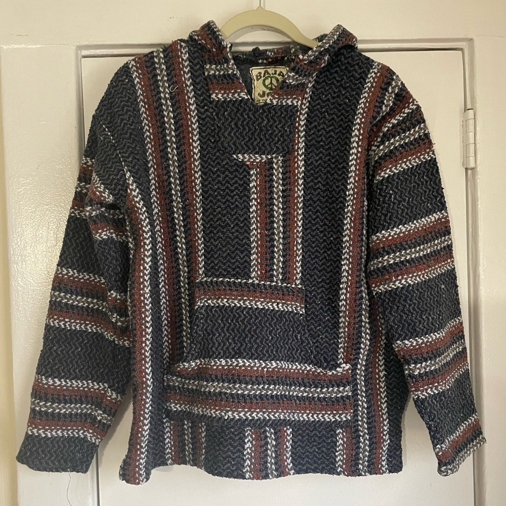 Baja Joe Unisex Hoodie Skater Surfer Hoody Knit Pullover Medium Mexican Poncho